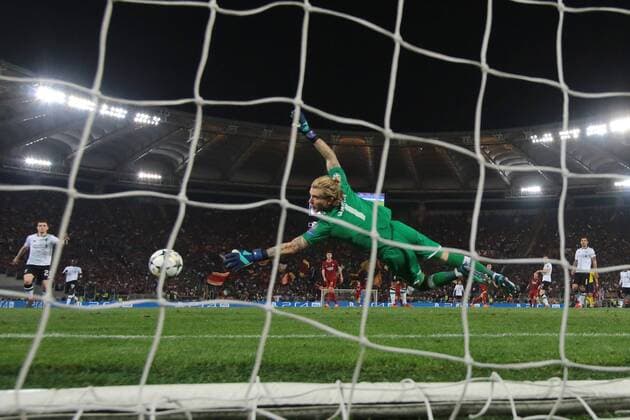 Autorete James Milner Liverpool e Loris Karius Liverpool own goal Roma 02-05-2018 Stadio Olimpico Football Calcio UEFA Champions League 2017 2018 AS Roma - Liverpool Semifinali di ritorno, Semi finals 2nd leg Foto Cesare Purini Insidefoto cesarexpurini