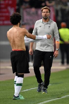 Jurgen Klopp, Mohamed Salah Liverpool Roma 02-05-2018 Stadio Olimpico Football Calcio UEFA Champions League 2017 2018 AS Roma - Liverpool Semifinali di ritorno, Semi finals 2nd leg Foto Andrea Staccioli Insidefoto andreaxstaccioli