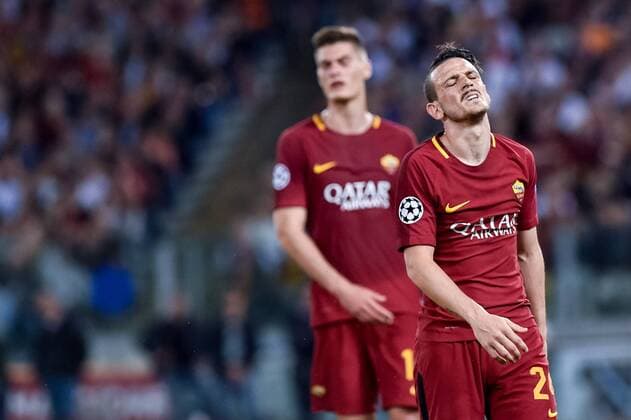 May 2, 2018 - Rome, Italy - Alessandro Florenzi of Roma looks dejected during the UEFA Champions League Semi Final match between Roma and Liverpool at Stadio Olimpico, Rome, Italy on 2 May 2018. Roma v Liverpool.UEFA Champions League.2 05 2018.  - ZUMAn230 20180502_zaa_n230_791 Copyright: xGiuseppexMaffiax
