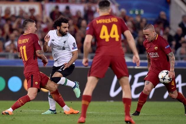 Mohamed Salah Liverpool, Kolarov, Nainggolan, Manolas Roma Roma 02-05-2018 Stadio Olimpico Football Calcio UEFA Champions League 2017 2018 AS Roma - Liverpool Semifinali di ritorno, Semi finals 2nd leg Foto Antonietta Baldassarre Insidefoto antoxbalda