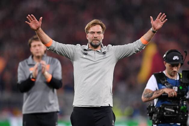 FOOTBALL CHAMPIONS LEAGUE SEASON 2017 2018 SEMI-FINAL RUECKSPIEL AS Roma Liverpool FC 02 05 2018 JUBEL coach Juergen Klopp FC Liverpool on the finals in Rome