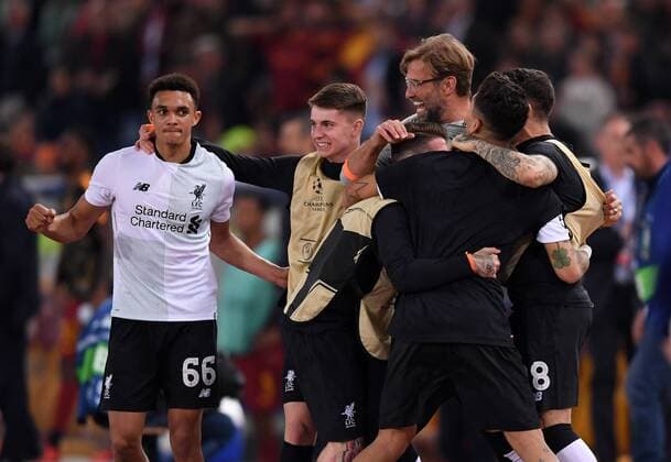 FOOTBALL CHAMPIONS LEAGUE SEASON 2017 2018 SEMI-FINAL RUECKSPIEL AS Roma Liverpool FC 02 05 2018 Coach Juergen Klopp re FC Liverpool celebrates their entry into the final in Rome