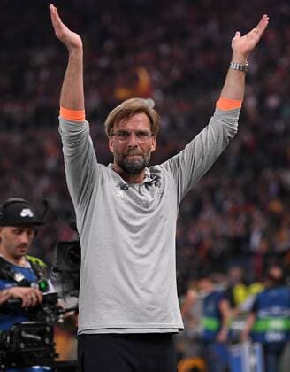 FOOTBALL CHAMPIONS LEAGUE SEASON 2017 2018 SEMI-FINAL RUECKSPIEL AS Roma Liverpool FC 02 05 2018 Juergen Klopp FC coach Liverpool celebrate Rome after the whistle blows