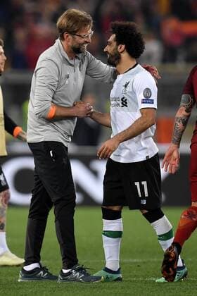 Jurgen Klopp, Mohamed Salah Liverpool celebration Roma 02-05-2018 Stadio Olimpico Football Calcio UEFA Champions League 2017 2018 AS Roma - Liverpool Semifinali di ritorno, Semi finals 2nd leg Foto Andrea Staccioli Insidefoto andreaxstaccioli