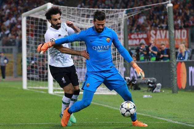 Mohamed Salah Liverpool e Rames Becker Alisson Roma Roma 02-05-2018 Stadio Olimpico Football Calcio UEFA Champions League 2017 2018 AS Roma - Liverpool Semifinali di ritorno, Semi finals 2nd leg Foto Cesare Purini Insidefoto cesarexpurini