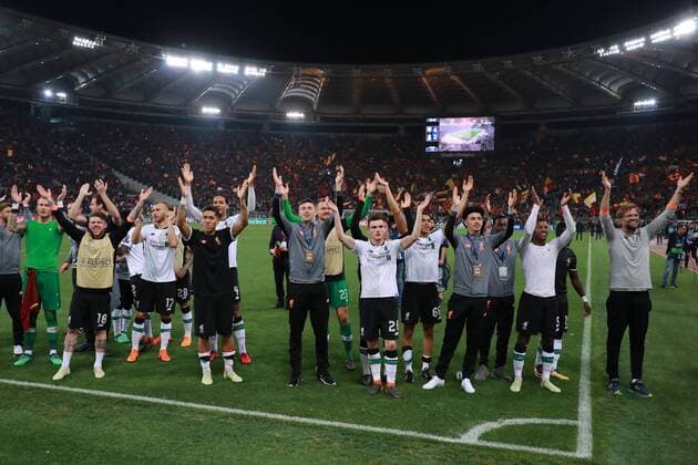 Esultanza Liverpool a fine patita per la qualificazione alla finale di Champions League, celebration Roma 02-05-2018 Stadio Olimpico Football Calcio UEFA Champions League 2017 2018 AS Roma - Liverpool Semifinali di ritorno, Semi finals 2nd leg Foto Cesare Purini Insidefoto cesarexpurini