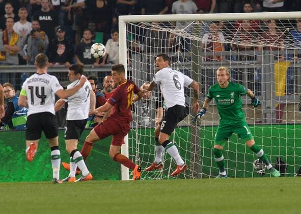 May 2, 2018 - Rome, Italy - James Milner kicks autogoal 1-1 during the UEFA Champions League semifinal match between AS Roma and FC Liverpool at the Olympic stadium on may 02, 2018 in Rome, Italy. A.S. Roma v Liverpool - UEFA Champions League Semi Final Second Leg  - ZUMAn230 20180502_zaa_n230_967 Copyright: xSilviaxLorex
