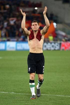 2nd May 2018, Stadio Olimpico, Rome, Italy; UEFA Champions League football, semi final, 2nd leg, AS Roma versus Liverpool; James Milner of Liverpool celebrates after their match against AS Roma to make final  ActionPlus12019034