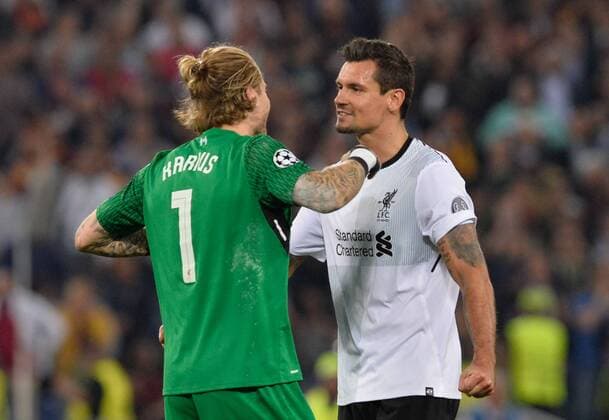 May 2, 2018 - Rome, Italy - Loris Karius and James Milner celebrates the victory the UEFA Champions League semifinal match between AS Roma and FC Liverpool at the Olympic stadium on may 02, 2018 in Rome, Italy. A.S. Roma v Liverpool - UEFA Champions League Semi Final Second Leg  - ZUMAn230 20180502_zaa_n230_1005 Copyright: xSilviaxLorex