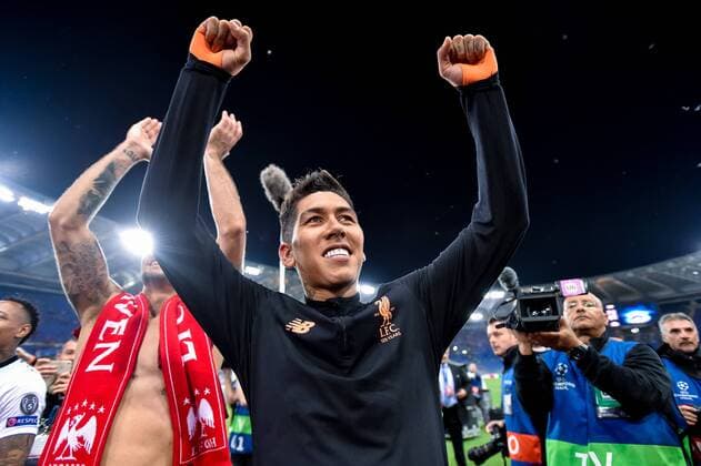 May 2, 2018 - Rome, Italy - Roberto Firmino of Liverpool celebrates with the qualification at the final after the UEFA Champions League Semi Final match between Roma and Liverpool at Stadio Olimpico, Rome, Italy on 2 May 2018. Roma v Liverpool.UEFA Champions League.2 05 2018.  - ZUMAn230 20180502_zaa_n230_1038 Copyright: xGiuseppexMaffiax