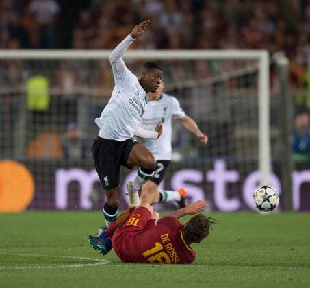 A.S. Roma v Liverpool UEFA Champions League Semi-Final Georginio Wijnaldum of Liverpool tries to get past Daniele De Rossi of AS Roma during the UEFA Champions League Semi-Final match at the Stadio Olimpico, Rome Content Not Available For UK Newspapers Copyright: xRussellxHartx FIL-11735-0086