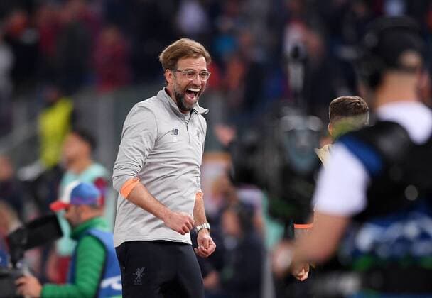 FOOTBALL CHAMPIONS LEAGUE SEASON 2017 2018 SEMI-FINAL RUECKSPIEL AS Roma Liverpool FC 02 05 2018 SCHLUSSJUBEL coach Juergen Klopp FC Liverpool on the finals in Rome
