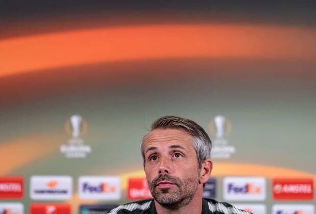 02 05 2018 Red Bull Arena Salzburg UEFA Champions League semi-finals Rueckspiel Press conference in the picture Coach Marco Rose FC Salzburg Coach Marco Rose FC Salzburg during the UEFA Champions League semi-final match between Salzburg and Olympique Marseille at the Red Bull Arena in Salzburg Austria on 2018 05 02 Salzburg  EX_FEI