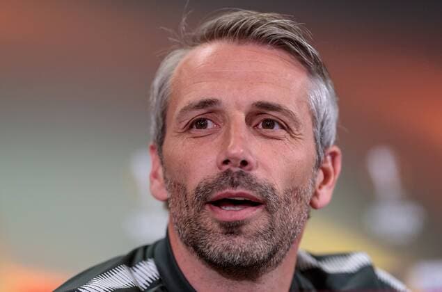 02 05 2018 Red Bull Arena Salzburg UEFA Champions League semi-finals Rueckspiel Press conference in the picture Coach Marco Rose FC Salzburg Coach Marco Rose FC Salzburg during the UEFA Champions League semi-final match between Salzburg and Olympique Marseille at the Red Bull Arena in Salzburg Austria on 2018 05 02 Salzburg  EX_FEI