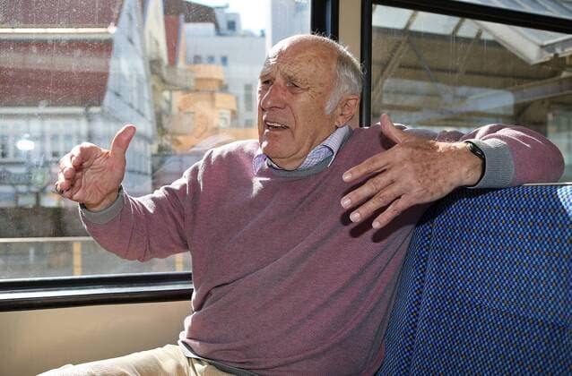 11 04 2018 Germany Stuttgart Helmut Digel is a former German sports official Sports scientist and handball player He was from 1993 to 2001 President of the German Athletics Association Interview in the Stuttgart rack railway Zacke on the way from Marienplatz to Degerloch and back