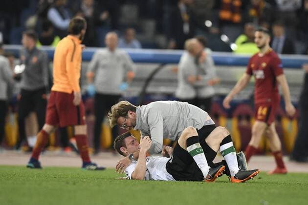 IPP20180502 Football - soccer: UEFA Champions League 2017 2018, AS Rom - FC Liverpool, Jürgen Klopp esulta a fine gara (Hinweis: Verwendung nur in Deutschland - only Germany) *** IPP20180502 Football soccer UEFA Champions League 2017 2018 AS Roma Liverpool Jürgen Klopp esulta a fine gara Note Use only in Germany only Germany 