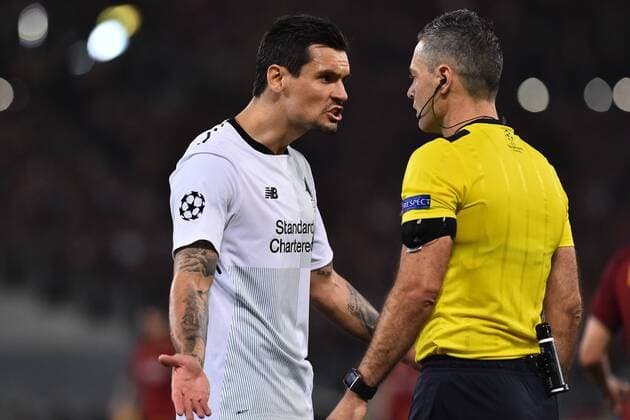 Champions League semifinals Roma vs Liverpool -Rome 02-May-2018 In the picture Dejan Lovren and Damir Skomina Photo Photographer01  Copyright: xFotografo01x xIPAx xFotografo01x