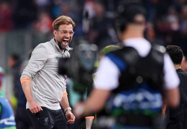 FOOTBALL CHAMPIONS LEAGUE SEASON 2017 2018 SEMI-FINAL RUECKSPIEL AS Roma Liverpool FC 02 05 2018 JUBEL coach Juergen Klopp FC Liverpool on the finals in Rome