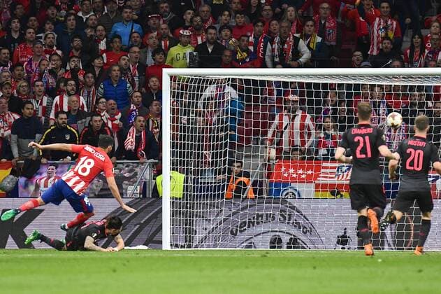 Atletico Madrid v Arsenal UEFA Europa League Semi-Final Diego Costa of Atletico Madrid scores their first goal to make it Atletico Madrid 1 Arsenal 0 during the UEFA Europa League Semi-Final match at the Wanda Metropolitano Stadium, Madrid Content Not Available For UK Newspapers Copyright: xKristianxKanex FIL-11741-0010