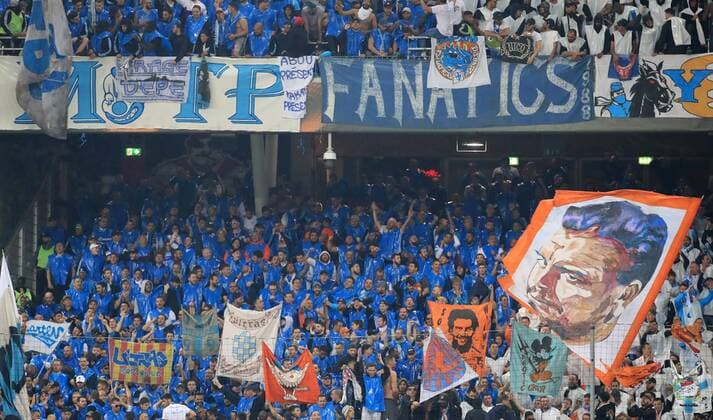 SOCCER - EL, RBS vs Marseille SALZBURG,AUSTRIA,03.MAY.18 - SOCCER - UEFA Europa League, semifinal, Red Bull Salzburg vs Olympique Marseille. Image shows fans of Marseille. GEPAxpictures xMarioxBuehner