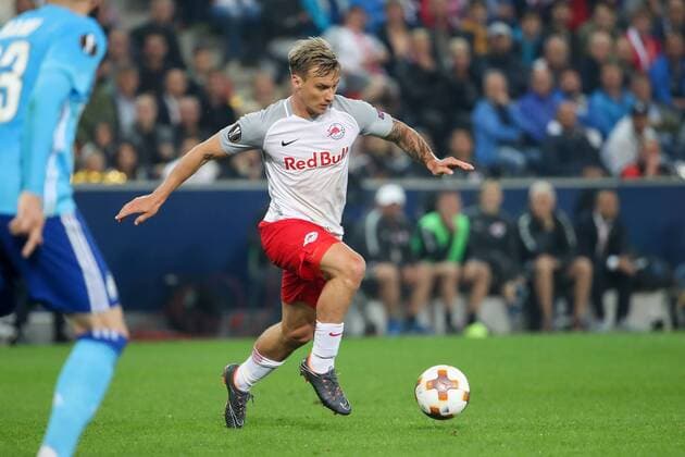 SOCCER - EL, RBS vs Marseille SALZBURG,AUSTRIA,03.MAY.18 - SOCCER - UEFA Europa League, semifinal, Red Bull Salzburg vs Olympique Marseille. Image shows Fredrik Gulbrandsen (RBS). GEPAxpictures xChristianxWalgram