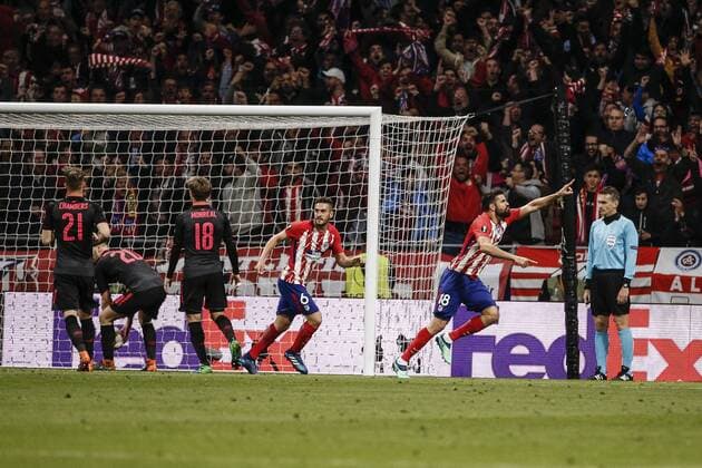 3rd May 2018, Wanda Metropolitano, Madrid, Spain; UEFA Europa League football, semi final, 2nd leg, Atletico Madrid versus Arsenal; Diego Costa (Atletico de Madrid) celebrates his goal which made it 1-0  ActionPlus12019195