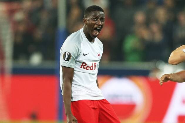 SOCCER - EL, RBS vs Marseille SALZBURG,AUSTRIA,03.MAY.18 - SOCCER - UEFA Europa League, semifinal, Red Bull Salzburg vs Olympique Marseille. Image shows the rejoicing of Amadou Haidara (RBS). GEPAxpictures xMathiasxMandl