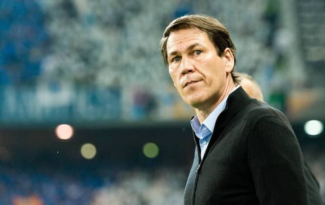 03 05 2018 Red Bull Arena Salzburg UEFA Champions League semi-finals UEFA Europa League semi-finals Rickspiel im Bild Coach Rudi Garcia Olympique Marseille during the UEFA Europa League Semifinal 2nd Leg match between FC Salzburg and Olympique Marseille at the Red Bull Arena in Salzburg Austria on 2018 05 03 Salzburg  EX_ADE