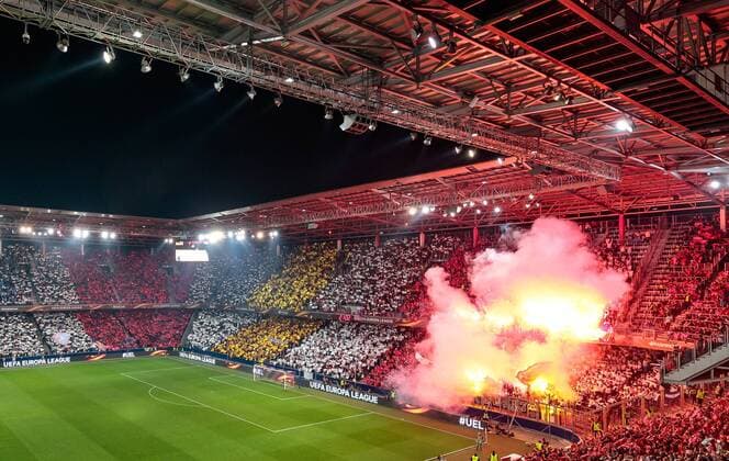 03 05 2018 Red Bull Arena Salzburg AUT UEFA EL Salzburg vs Olympique Marseille Semifinal Rueckspiel im Bild Overview Choreography during the UEFA Europa League Semifinal 2nd Leg Match between FC Salzburg and Olympique Marseille at the Red Bull Arena in Salzburg Austria on 2018 05 03 Salzburg  EX_FEI