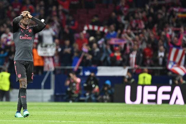 Atletico Madrid v Arsenal UEFA Europa League Semi-Final Danny Welbeck of Arsenal is distraught following their defeat by Atletico Madrid pictured ahead of the UEFA Europa League Semi-Final match at the Wanda Metropolitano Stadium, Madrid Content Not Available For UK Newspapers Copyright: xKristianxKanex FIL-11741-0032