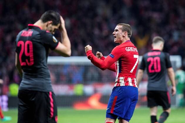 Atletico de Madrid s Antoine Griezmann reacts after the UEFA Europa League semifinal second leg match between Atletico de Madrid and Arsenal at the Wanda Metropolitano stadium in Madrid, Spain, 03 May 2017. Atletico de Madrid vs. Arsenal !ACHTUNG: NUR REDAKTIONELLE NUTZUNG!  Copyright: xRodrigoxJimenezx CDM54 20180503-636609880856910283