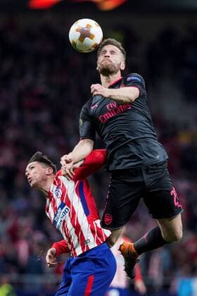 Atletico de Madrid s Fernando Torres (L) vies for the ball with Arsenal s Shkodran Mustafi during the UEFA Europa League semifinal second leg match between Atletico de Madrid and Arsenal at the Wanda Metropolitano stadium in Madrid, Spain, 03 May 2017. Atletico de Madrid vs. Arsenal !ACHTUNG: NUR REDAKTIONELLE NUTZUNG!  Copyright: xRodrigoxJimenezx CDM55 20180503-636609880890972353