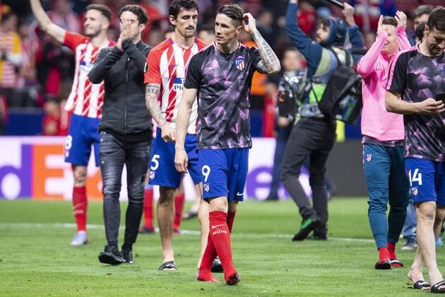 Atletico de Madrid Fernando Torres celebrating the vice¡tory during Europa League Semi Finals First Leg match between Atletico de Madrid and Arsenal FC at Wanda Metropolitano in Madrid, Spain. May 03, 2018.  (20180503057)