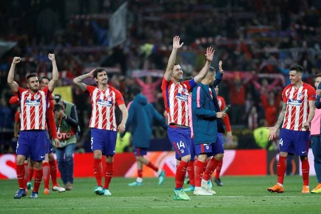 Atletico de Madrid s players react after the UEFA Europa League semifinal second leg match between Atletico de Madrid and Arsenal at the Wanda Metropolitano stadium in Madrid, Spain, 03 May 2017. Atletico de Madrid vs. Arsenal !ACHTUNG: NUR REDAKTIONELLE NUTZUNG!  Copyright: xJuanJoxMartinx CDM64 20180503-636609885335419556