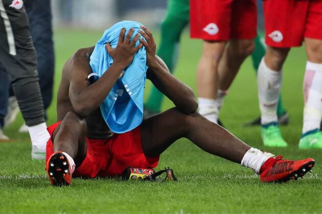 SOCCER - EL, RBS vs Marseille SALZBURG,AUSTRIA,03.MAY.18 - SOCCER - UEFA Europa League, semifinal, Red Bull Salzburg vs Olympique Marseille. Image shows the disappointment of Amadou Haidara (RBS). GEPAxpictures xChristianxWalgram