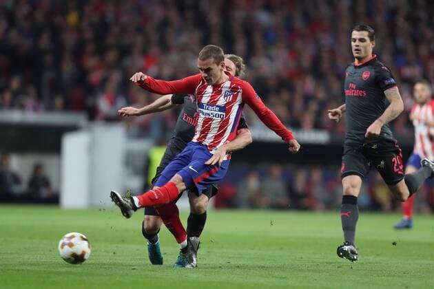May 3, 2018 - Madrid, Spain - ANTOINE GRIEZMANN of Atletico de Madrid during the UEFA Europa League, semi final, 2nd leg football match between Atletico de Madrid and Arsenal FC on May 3, 2018 at Metropolitano stadium in Madrid, Spain Football - UEFA Europa League - Atletico de Madrid vs Arsenal FC  - ZUMAb169 20180503_zaa_b169_015 Copyright: xManuelxBlondeau Aop.Pressx