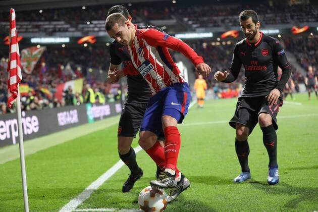 May 3, 2018 - Madrid, Spain - ANTOINE GRIEZMANN of Atletico de Madrid during the UEFA Europa League, semi final, 2nd leg football match between Atletico de Madrid and Arsenal FC on May 3, 2018 at Metropolitano stadium in Madrid, Spain Football - UEFA Europa League - Atletico de Madrid vs Arsenal FC  - ZUMAb169 20180503_zaa_b169_020 Copyright: xManuelxBlondeau Aop.Pressx