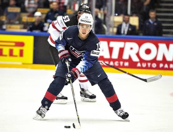 Bilder des Tages - SPORT Johnny Gaudreau, USA during the IIHF World Championship WM Weltmeisterschaft Group B match between USA and Canada in Jyske Bank Boxen in Herning, Denmark, Friday, May 4, 2018.. , Herning Jylland Denmark  Copyright: HenningxBagger HenningxBaggerx COP105 spdk20180504-174634-L