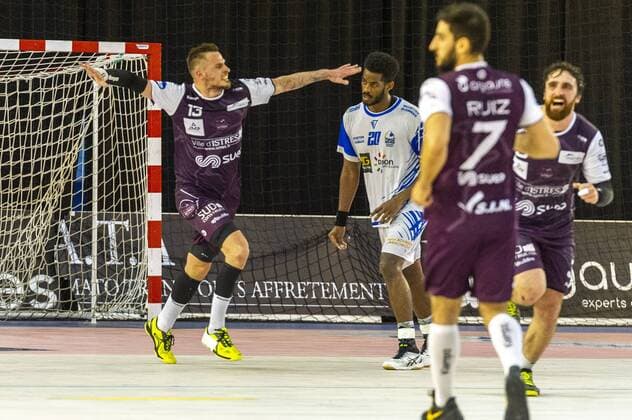 Handball, Istres OPH ist französischer Meister Joie - Nicolas Boschi (Istres) HANDBALL : Istres vs Dijon - Proligue - Istres - 04 05 2018 NorbertScanella Panoramic 