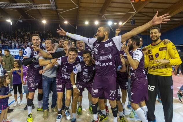 Handball, Istres OPH ist französischer Meister joie equipe de Istres HANDBALL : Istres vs Dijon - Proligue - Istres - 04 05 2018 NorbertScanella Panoramic 