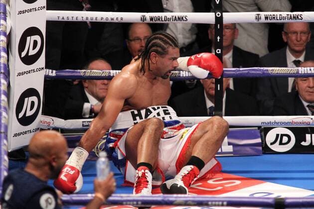 Themen der Woche - SPORT Bilder des Tages - SPORT 5th May 2018, O2 Arena, London, England; Matchroom Boxing, The Rematch, Tony Bellew versus David Haye; David Haye hits the canvas for the second time during his fight against Tony Bellew at the O2 London  ActionPlus12020810