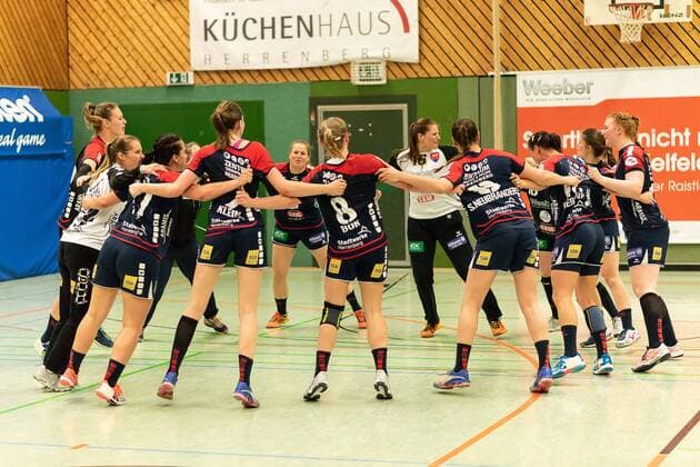Sigersjubel SG H2Ku Herrenberg SG H2Ku Herrenberg Kuties vs Kurpfalz Baeren Handball 2 Bundesliga Women HBF season 17 18 05 05 2018 SG H2Ku Herrenberg Kuties vs Kurpfalz Baeren Handball 2 Bundesliga Women HBF season 17 18 05 05 2018 Herrenberg Copyright: xEibner-Pressefoto WolfgangxFrankx SGH