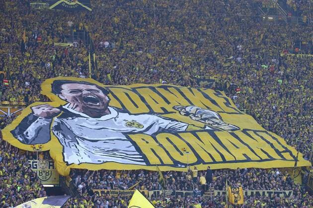 Themen der Woche - SPORT Bilder des Tages - SPORT 05.05.2018, xkvx, Fussball 1. Bundesliga, Borussia Dortmund - FSV Mainz 05, emspor, v.l. Choreografie Choreo Abschied Danke Roman Weidenfeller (BVB Borussia Dortmund) Dortmund *** 05 05 2018 xkvx Football 1 Bundesliga Borussia Dortmund FSV Mainz 05 emspor v l Choreography Choreo Farewell Thank you Roman Weidenfeller BVB Borussia Dortmund Dortmund