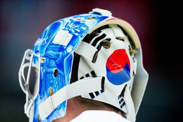 180506 Goalkeeper Matt Dalton of South Korea during the IIHF Ice Hockey World Championship match between South Korea and Canada on May 6, 2018 in Herning Photo Vegard Wivestad Gray BILDBYR N Code VG 170154  Copyright: VEGARDxWIVESTADxGR¯TT BB180506BB136
