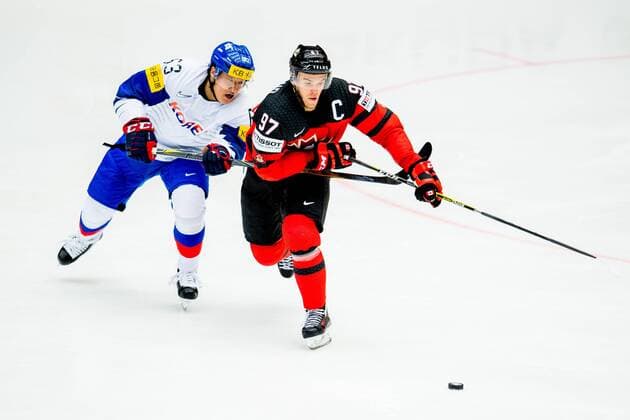 180506 Jin Kyu Park of South Korea and Connor McDavid of Canada during the IIHF Ice Hockey World Championship match between South Korea and Canada on May 6, 2018 in Herning Photo Vegard Wivestad Gray PICTURE BODY N Code VG 170154  Copyright: VEGARDxWIVESTADxGR¯TT BB180506BB148