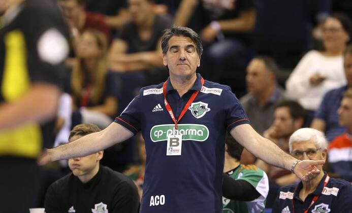 Coach Antonio Carlos Ortega Hannover Handball Final Four Tournament in Hamburg on Sun 06 05 2018 Final Rhein Neckar Löwen Burgdorf Hannover 30 26