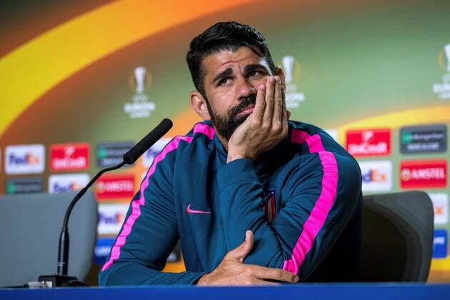 Atletico Madrid s Spanish striker Diego Costa during a press conference PK Pressekonferenz held on the occasion of the Europa League final Media Day at Wanda Metropolitano stadium in Madrid, Spain, 09 May 2018. Atletico Madrid press conference !ACHTUNG: NUR REDAKTIONELLE NUTZUNG!  Copyright: xRodrigoxJimenezx GRAF2883 20180509-636614869572307888