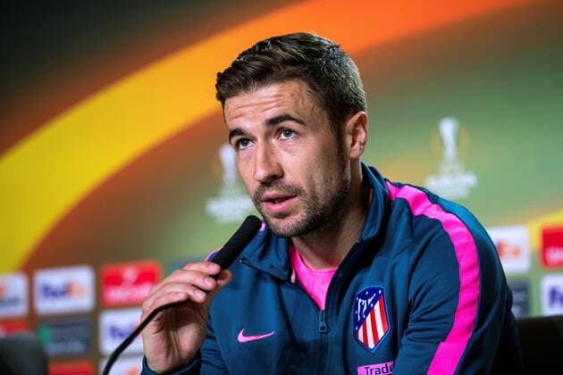 Atletico Madrid s Spanish Gabi Fernandez during a press conference PK Pressekonferenz held on the occasion of the Europa League final Media Day at Wanda Metropolitano stadium in Madrid, Spain, 09 May 2018. Atletico Madrid press conference !ACHTUNG: NUR REDAKTIONELLE NUTZUNG!  Copyright: xRodrigoxJimenezx GRAF2873 20180509-636614870188249315