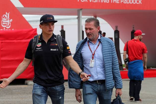 Photo4 LaPresse 10 05 2018 Barcelona, Spain Grand Prix Formula One Spain 2018 In the pic: Max Verstappen (NED) Red Bull Racing RB14 and his father Jos Verstappen (NED) & xa9; Photo4 LaPresse 10 05 2018 Barcelona, Spain Sport Grand Prix Formula One Spain 2018 In the pic: Max Verstappen (NED) Red Bull Racing RB14 and his father Jos Verstappen (NED)  Copyright: xphoto4 Lapressex