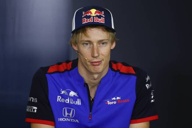 10th May, Circuit de Barcelona, Barcelona, Spain; Spanish Formula One Grand Prix, driver arrivals and press conference PK Pressekonferenz Brendon Hartley of Scuderia Toro Rosso Honda in to the press conference of the Spanish GP  ActionPlus12022981